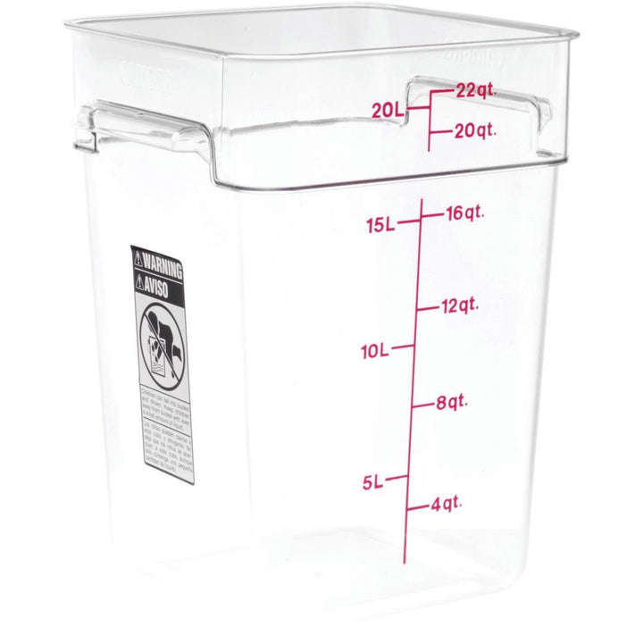 Voorraadbus z/d vierkant 20.80 Ltr Cambro 22SFSCW-135 Clear Farblos 22 Quart, Farblos 22 Quart