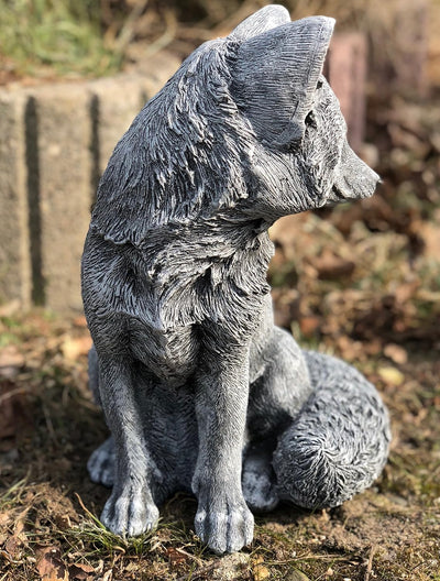 stoneandstyle Steinfigur grosser Fuchs Gartenfigur frostfest wetterfest Steinguss