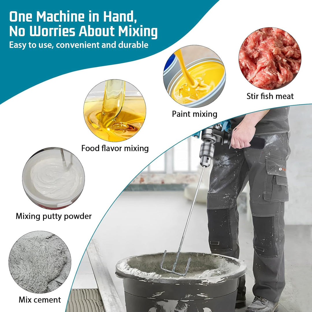 Akku-Farbmörtelrührer Kompatibel mit 18V/21V Batterie (Ohne Akku), 1100W Mischbohr mit Verstellbarem