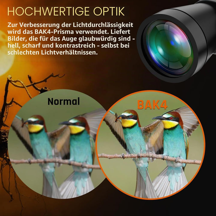 20x50 Fernglas für Erwachsene mit Nachtsicht bei schwachem Licht, kompaktes HD-Profi-/Alltags-Wasser