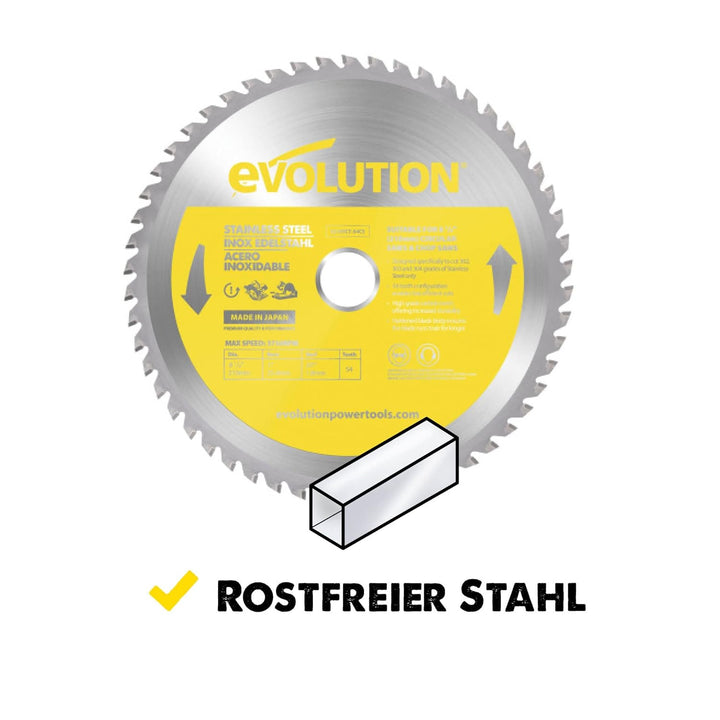 Evolution S210TCT-54CS - 210 mm Sägeblatt zum Schneiden von Edelstahl - Metall-Sägeblatt mit 54 Zähn