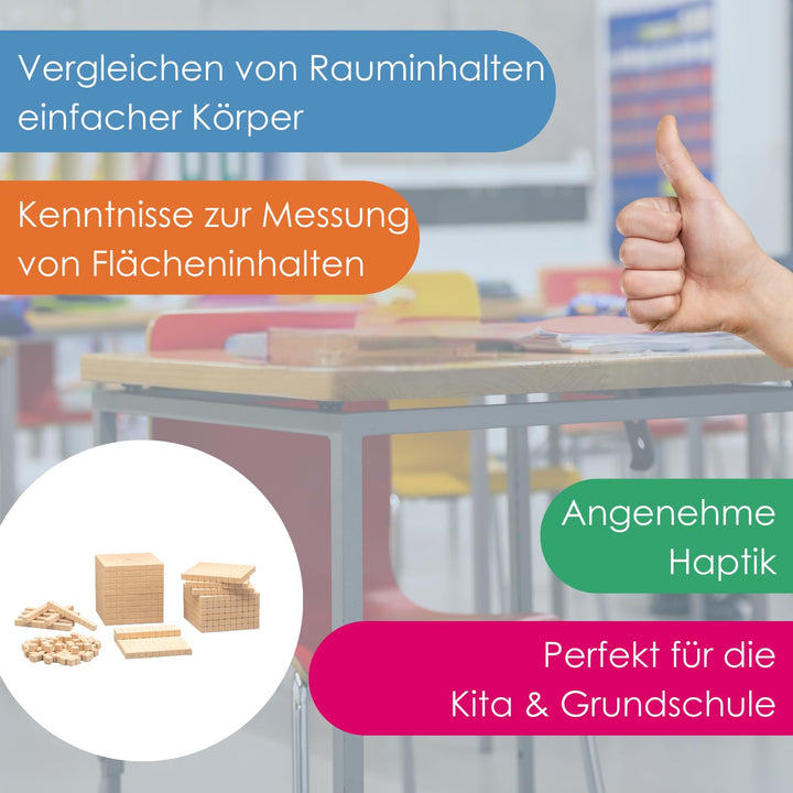 WISSNER® aktiv lernen - Dienes Grundsortiment zum Dezimalrechnen 121 Teile - RE-Wood® 121 pieces Sin