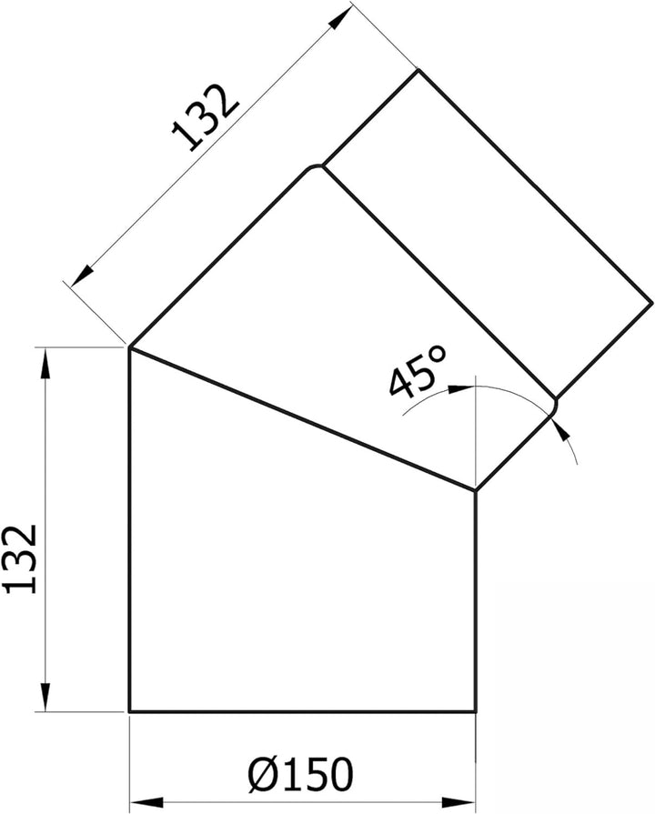 raik SH027-150-sw Raik Rauchrohrbogen/Ofenrohr 150mm - 45°