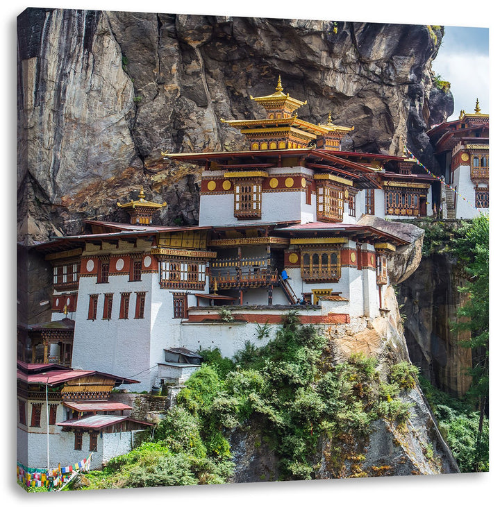 Pixxprint Chinesische Festung im Berg als Leinwandbild/Grösse: 70x70 cm/Wandbild/Kunstdruck/fertig b