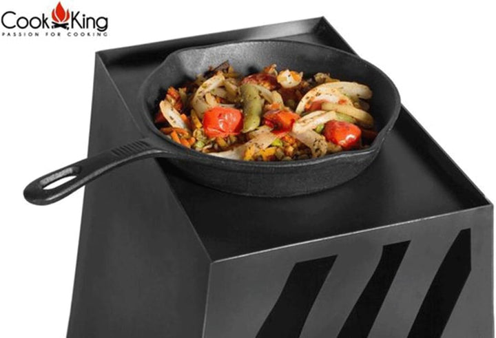 CookKing Gartenkamin Lima Schwarz - Feuertonne & Feuerstelle für entspannte Abende - Feuersäule Outd