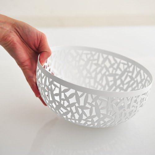 Alessi MSA04/21 W Cactus, Obstschale aus Stahl, super weiss 11.7 x 21.5 x 7.4 cm Weiss, 11.7 x 21.5