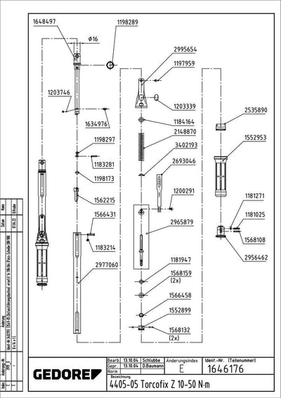 GEDORE Drehmomentschlüssel Torcofix Z 16, 10-50 Nm, 1 Stück, 4405-05, 50 Nm