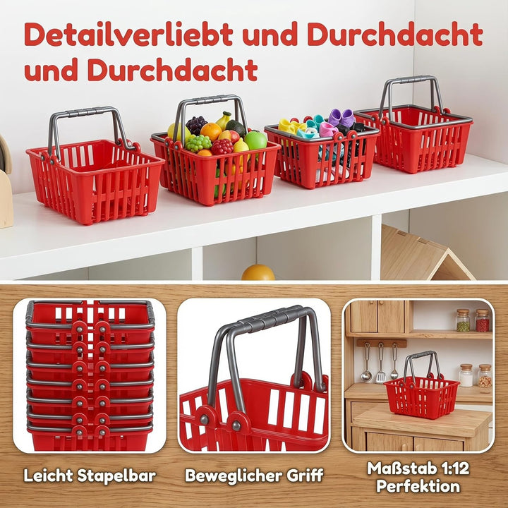 Toyvian Mini Einkaufskorb Set, 10Stück Supermarktwagen Winzige Einkaufskörbe Kunststoff Supermarktkö