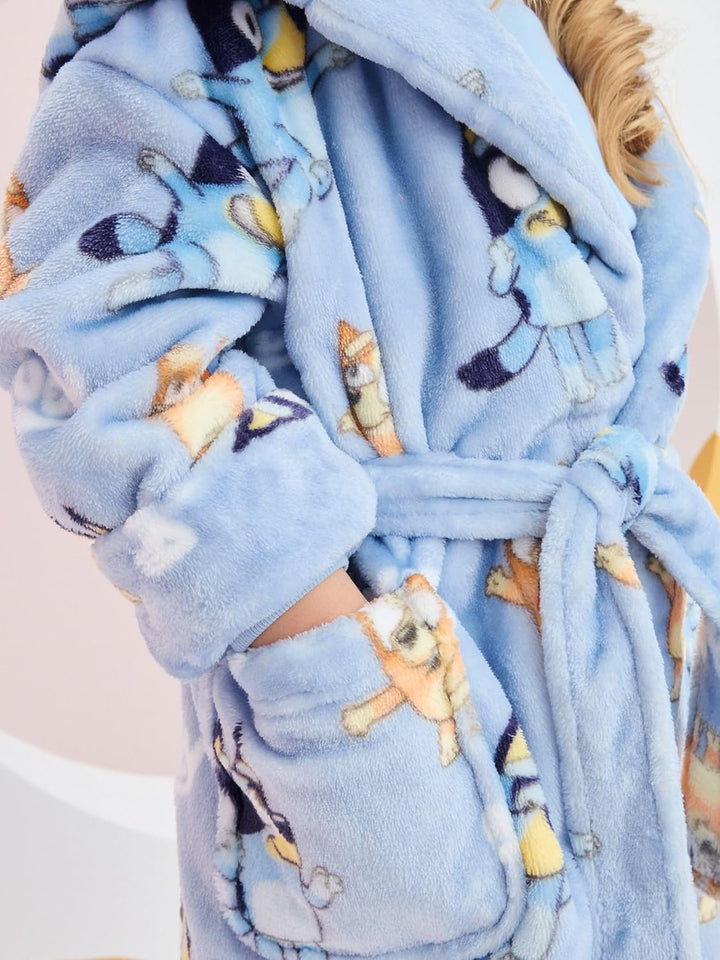 NEXT Mädchen Standard lizenzierter Morgenmantel aus Fleece, Bluey 98-104 Blau, 98-104 Blau