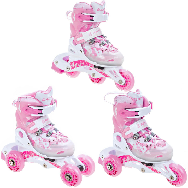 Raven 3in1 Verstellbare Kinder Inline Skates Princess - Inliner Triskates - Rollschuhe Kugellager Ab