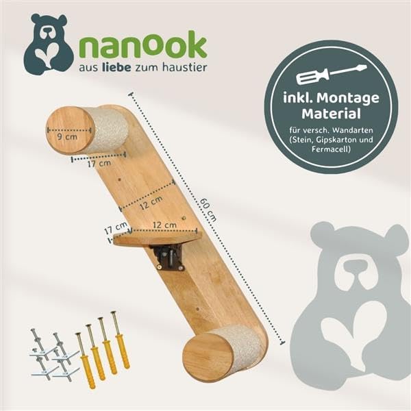nanook Katzentreppe 3-stufig mit Sisalstämmen Wandkratzbaum Katzenleiter Kletterleiter Kletterwand -