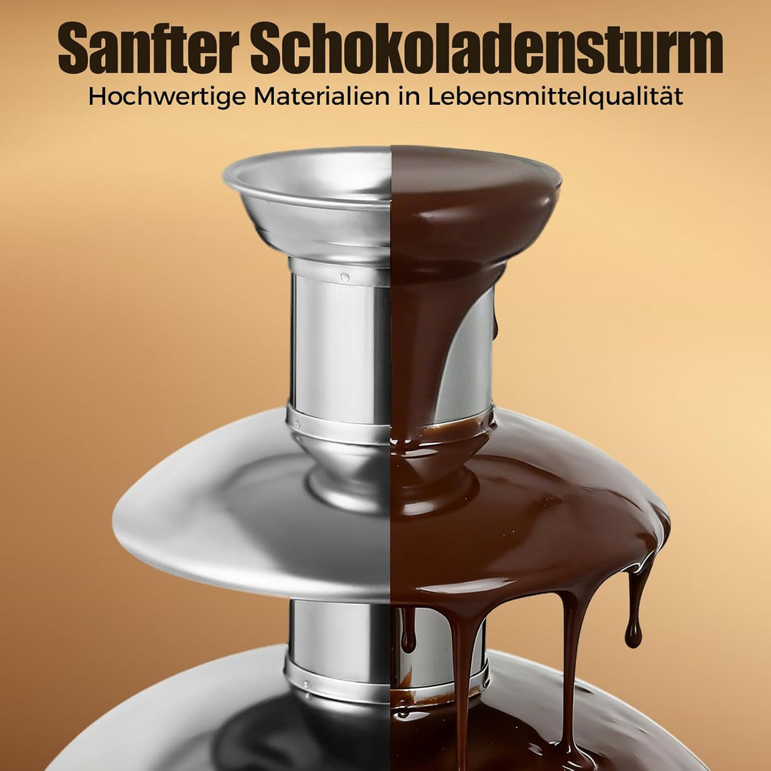 4-Etagen Schokobrunnen mit Schmelzfunktion, 170W Elektrisch Schokoladenbrunnen Schokoladenfondue Mas