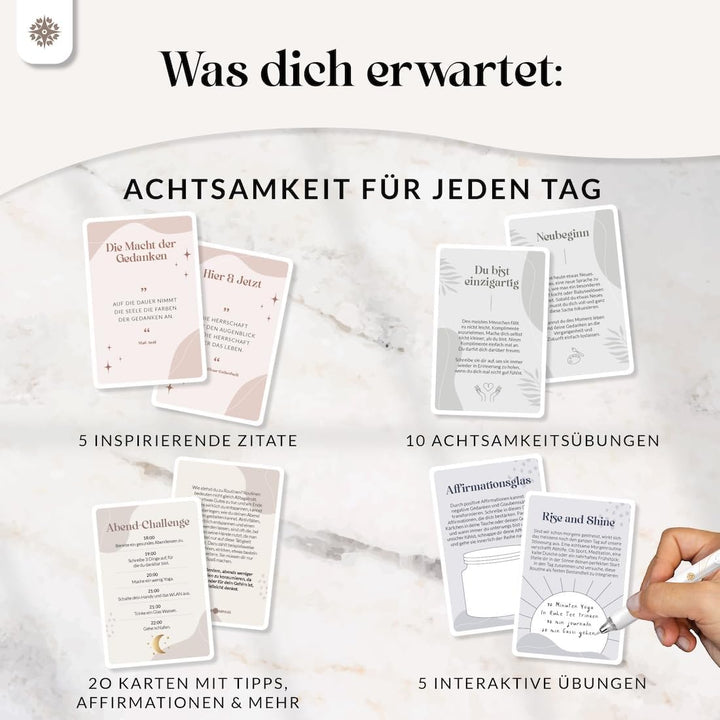 LEBENSKOMPASS 40 Achtsamkeitskarten Mindfulness & Attention - Positive Affirmationen, Übungen, Glück