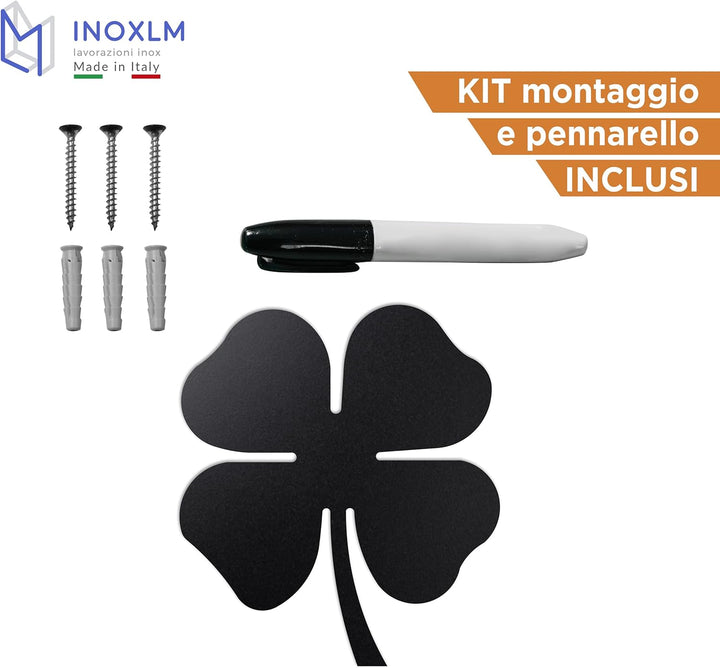 INOXLM Magnetische Wandtafel aus Stahl, vierblättriges Kleeblatt beschreibbar mit Marker, Erinnerung