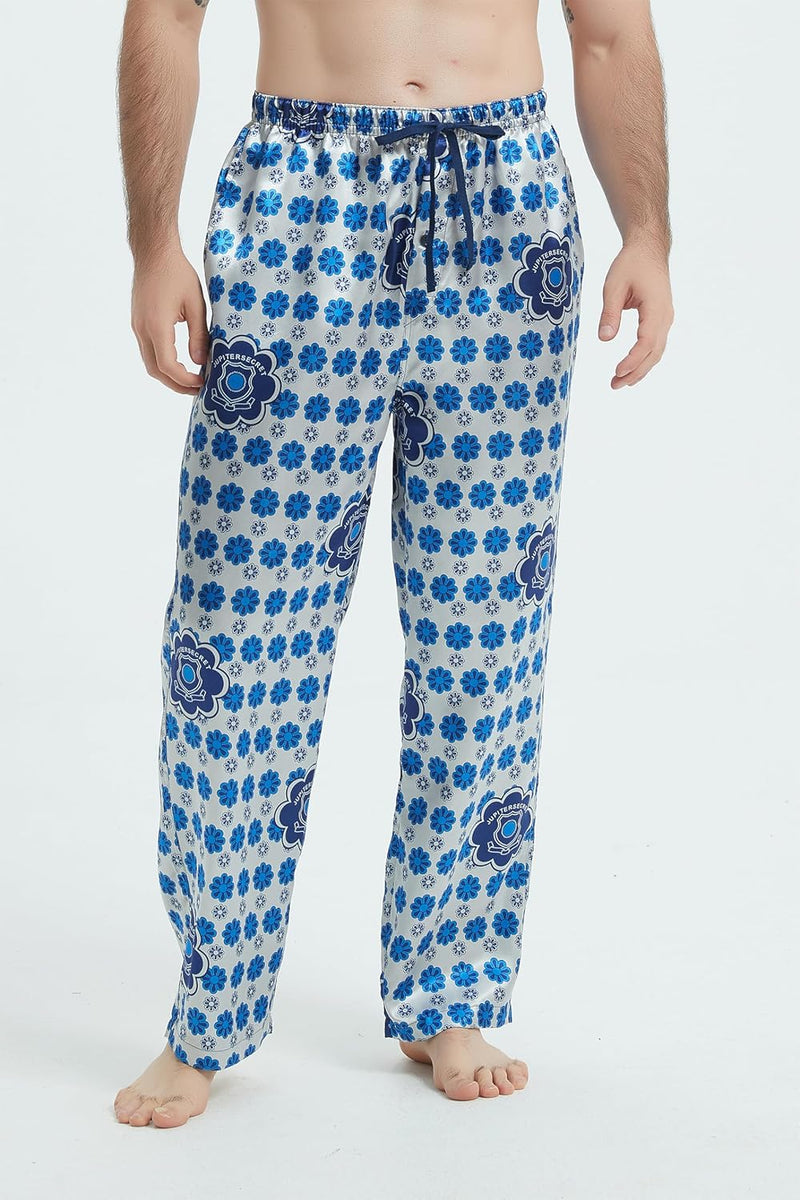 Weihnachten Herren Satin Pyjamahose lange Pyjamahose für Männer Nachtwäsche 3 Packs mit Taschen und