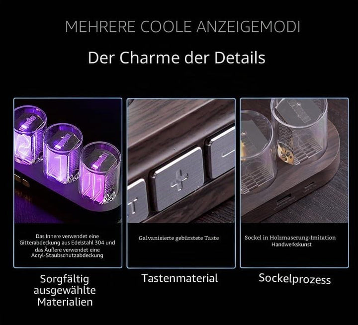Vollfarbige RGB-Nixie-Röhrenuhr, Nachttischuhr, Umgebungslicht-Dekoration, spezieller digitaler Kale