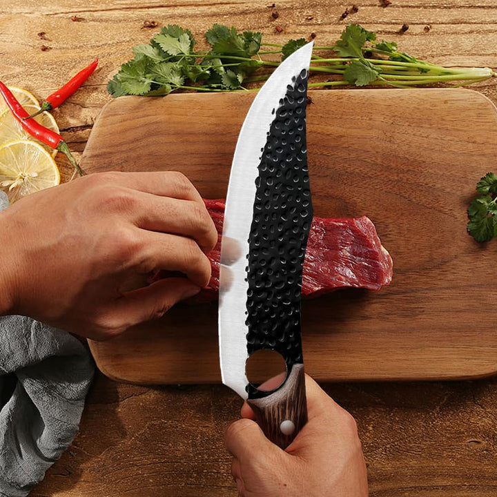 6 Pcs Kochmesser Set Mit Tasche, Küchenmesser, Wetzstahl,Schneidebrett, Handgeschmiedet Chefmesser,