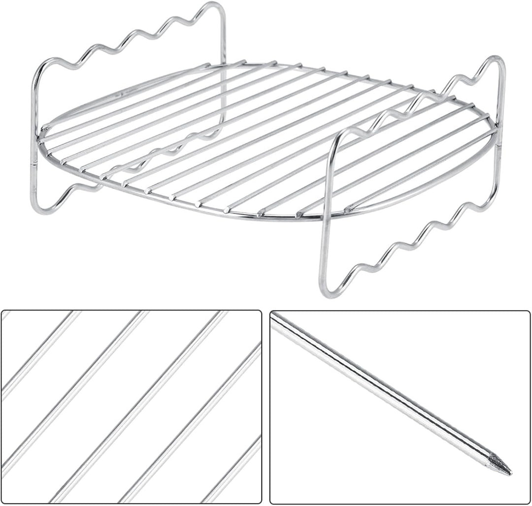 Doppelschicht Rack Mit 4 Spiessen, Verchromt, Optimiertes Ersatz Zubehörgestell Für Luftfritteusen K