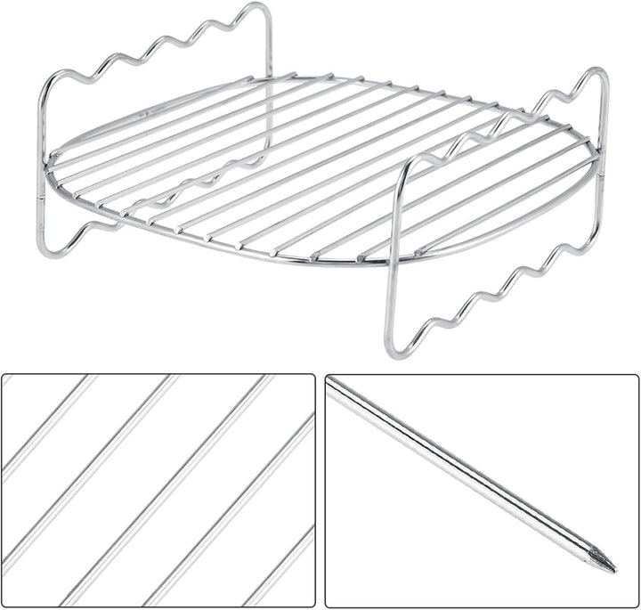 Doppelschicht Rack Mit 4 Spiessen, Verchromt, Optimiertes Ersatz Zubehörgestell Für Luftfritteusen K