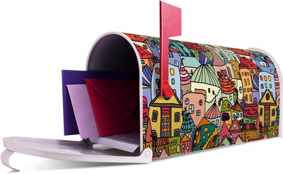 banjado® Amerikanischer Briefkasten - US Mailbox/Letterbox mit Motiv Funky Town 51x22x17cm - Postkas