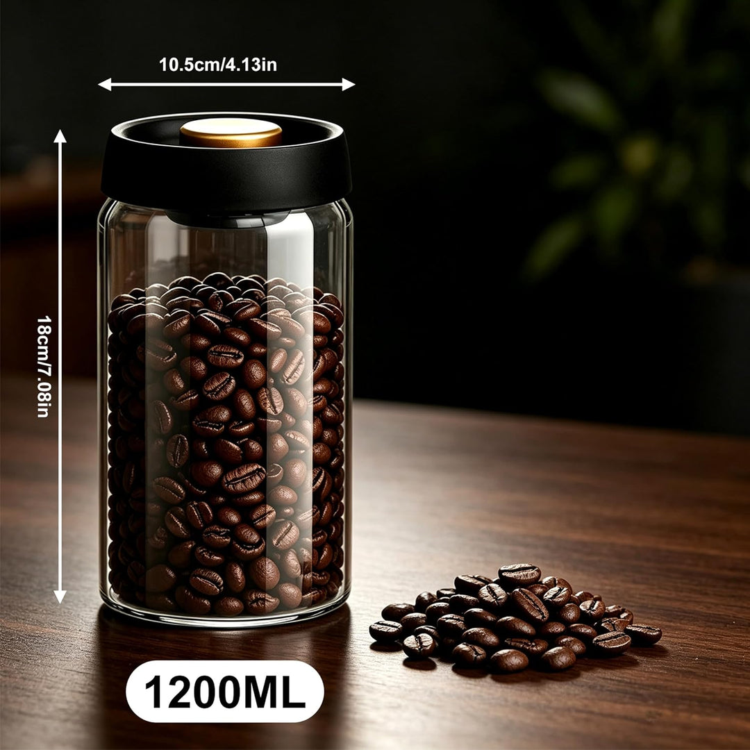 Kaffeebohnen Behälter, Kaffee Vakuumbehälter aus Glas, Kaffeedose Luftdicht | 2 Stück Kaffeedose für