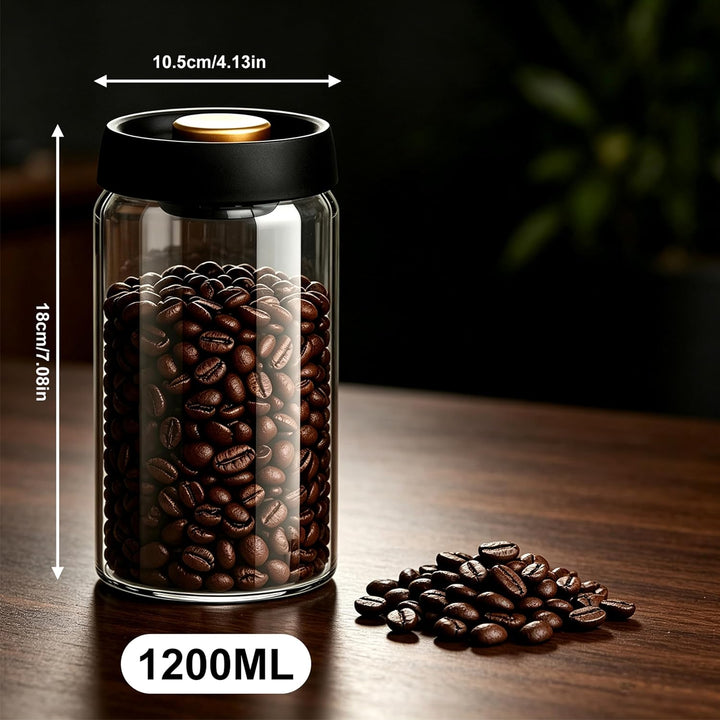 Kaffeebohnen Behälter, Kaffee Vakuumbehälter aus Glas, Kaffeedose Luftdicht | 2 Stück Kaffeedose für