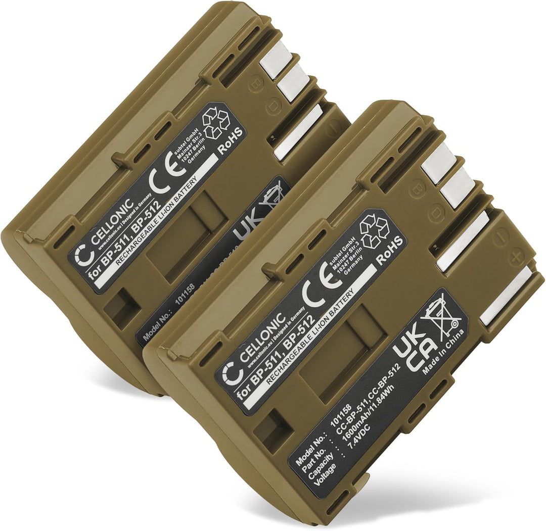 CELLONIC 2X Kamera Ersatzakku BP-511,-512,-514,BP-508 für Canon EOS 5D EOS 50D, EOS 40D, EOS 30D 300