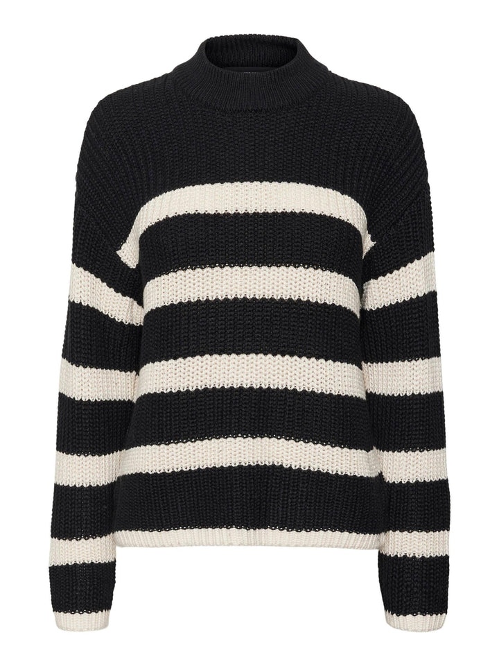 VERO MODA Female Strickpullover VMHILDA Strickpullover | Knitted Pullover S Black/Stripes:birch, S B