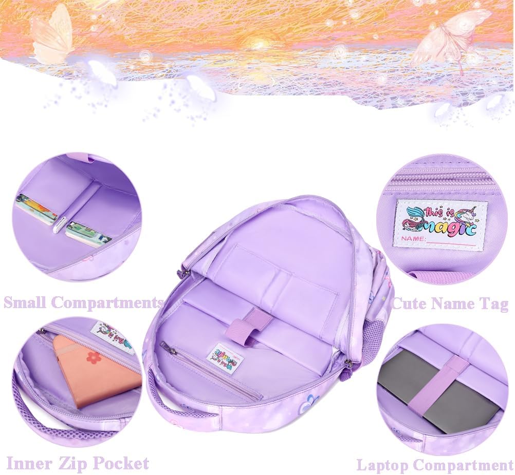 Schulrucksack Kinder Mädchen Grundschule Schultaschen Sets für Mädchen Kinderrucksack Daypack Gross
