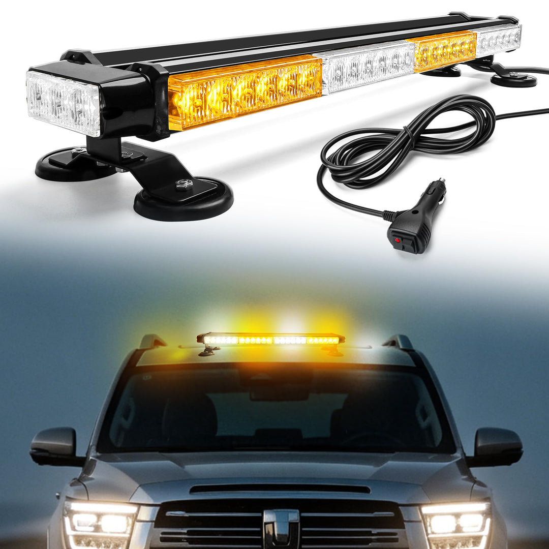 67cm 54 LED Rundumleuchte Blinklicht -7 Modi 12/24V Blitzleuchte Amber Warnleuchte Magnetische Notfa