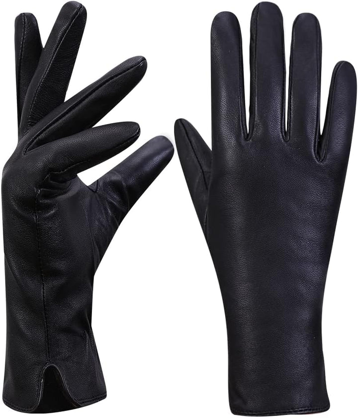 MGGMOKAY Damen Lederhandschuhe Kaschmir gefüttert M Schwarz(thouchscreen), M Schwarz(thouchscreen)