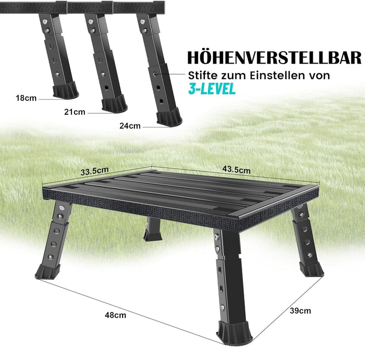 Aluminium Klapptritt Höhenverstellbar mit Anti-Rutsch – 350 kg Belastung, Kippsicher &Leicht – Für C