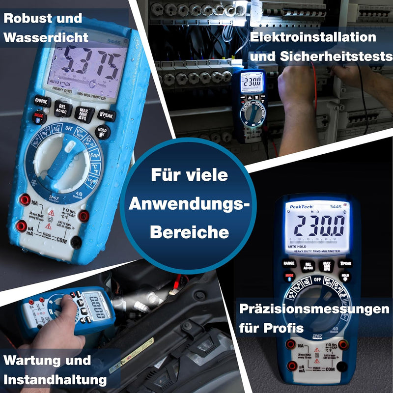 PeakTech - True RMS Digital Multimeter mit 4.0 Bluetooth, Wasserdicht (IP67), 6000 Counts, Robustes