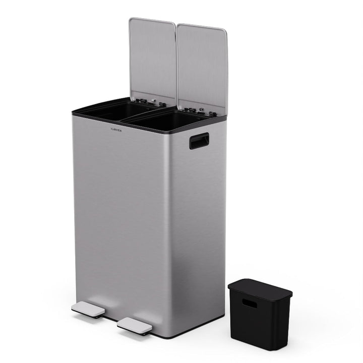 Klarstein EcoVista Mülleimer - 60L Abfalleimer mit 2 Fächern & 3L Kompostbehälter, Soft-Close, Edels