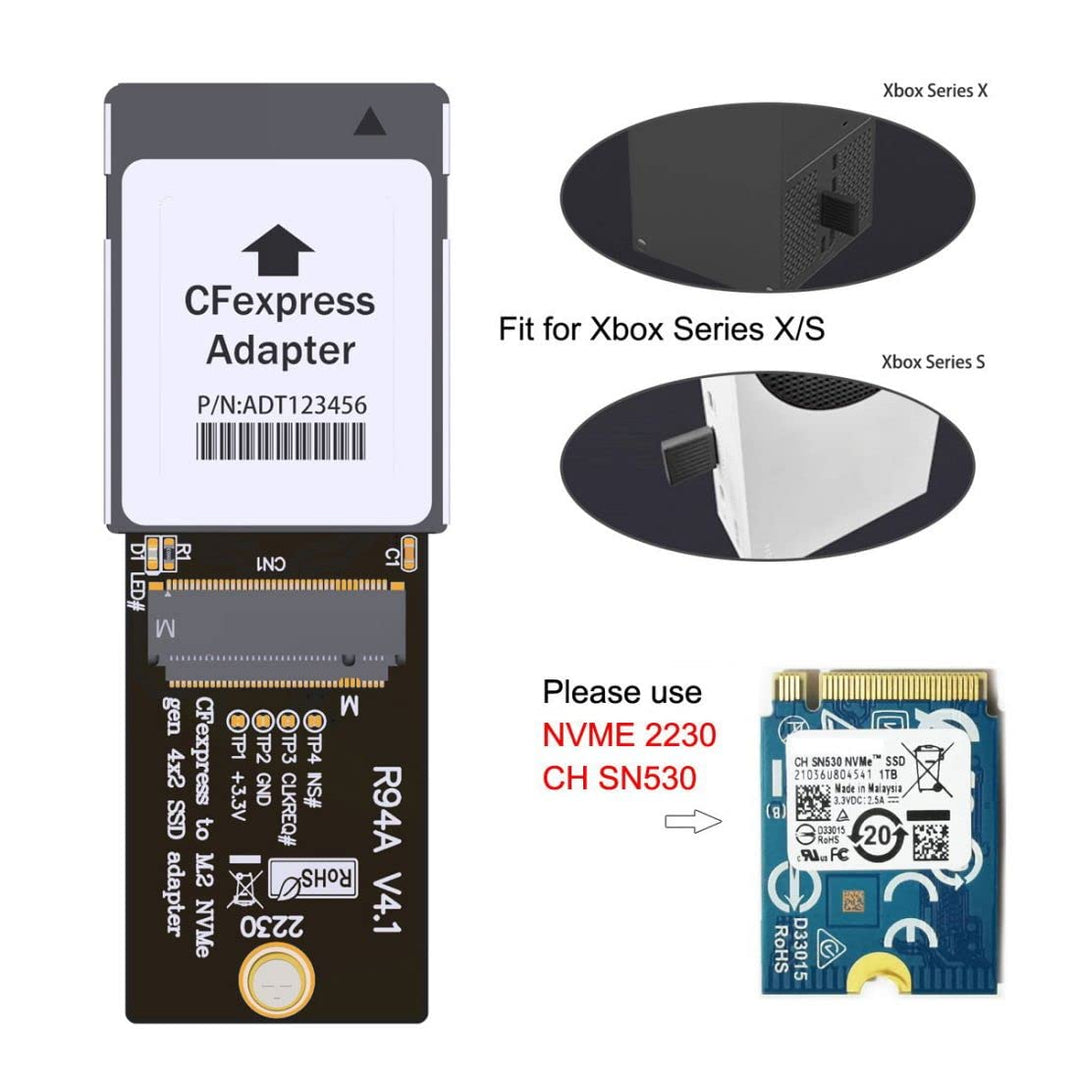 CY NVMe M.2 M-Key SSD 2230 auf CF-Express Type-B Adapter für Xbox Serie X&S CH SN530 SSD PCIe4.0 Erw
