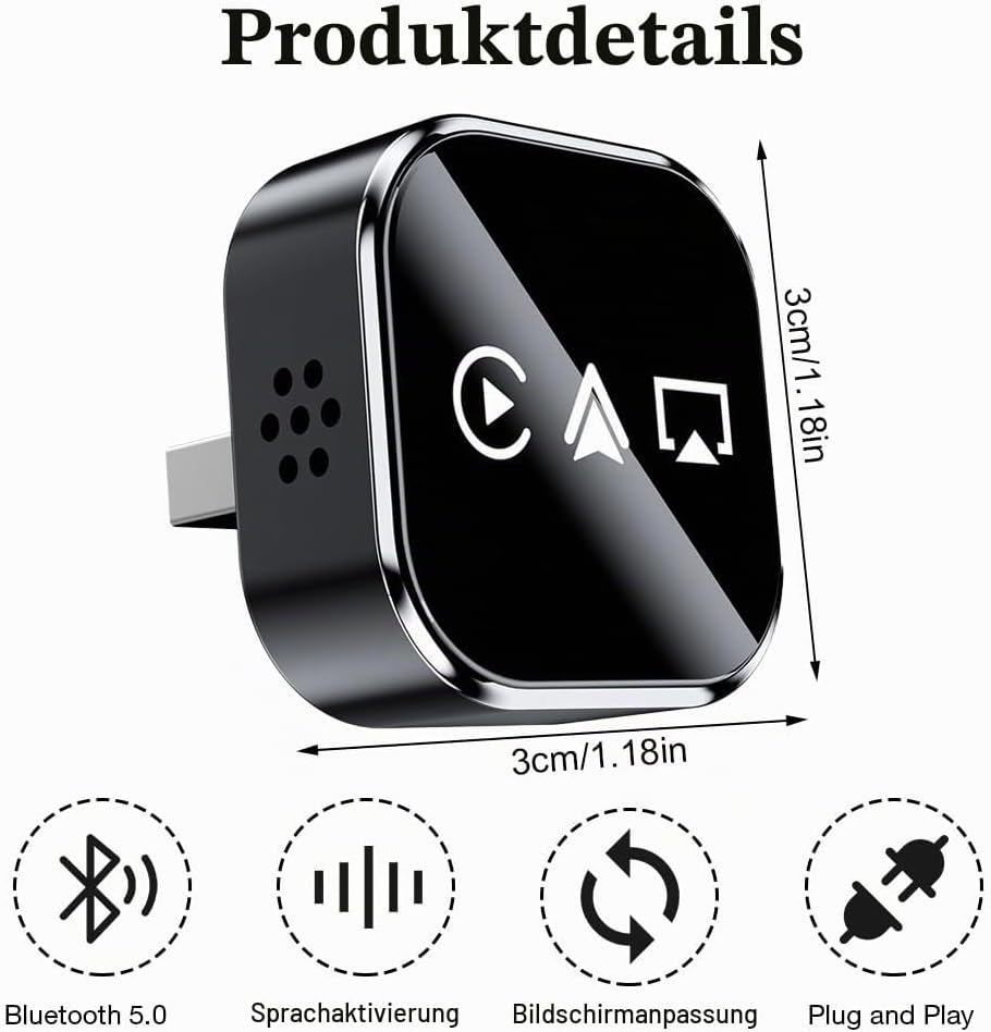 Weciau Carplay Wireless Adapter, 3-in-1 Wireless CarPlay Adapter, Upgrade Android Auto Wireless Adap
