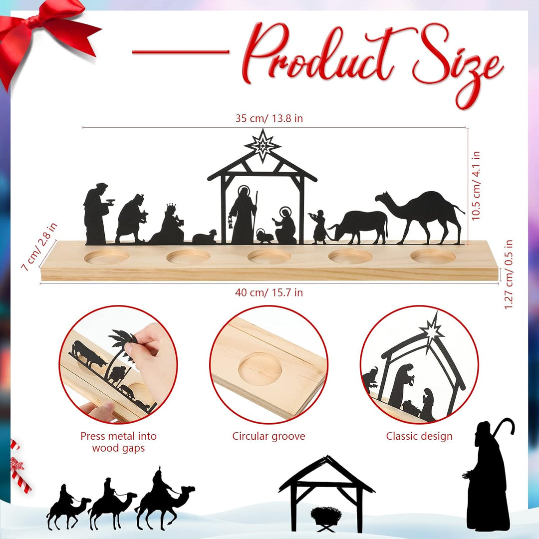 Geelin Weihnachtskrippen-Set aus Metall für Weihnachtsdekorationen, schwarz, moderne Weihnachtskripp