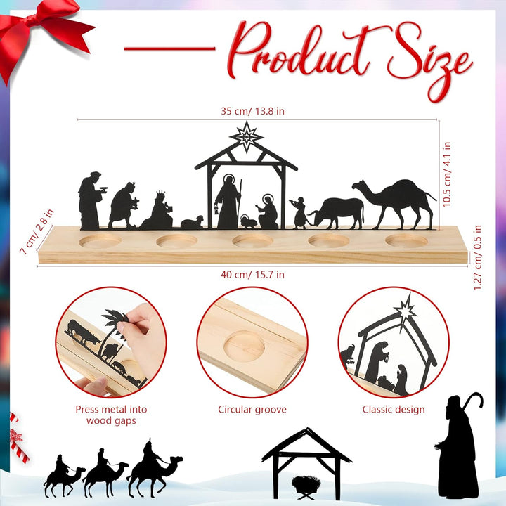 Geelin Weihnachtskrippen-Set aus Metall für Weihnachtsdekorationen, schwarz, moderne Weihnachtskripp