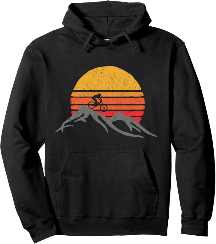 Mountain Bike Vintage Sunset Design Graphic Pullover Hoodie
