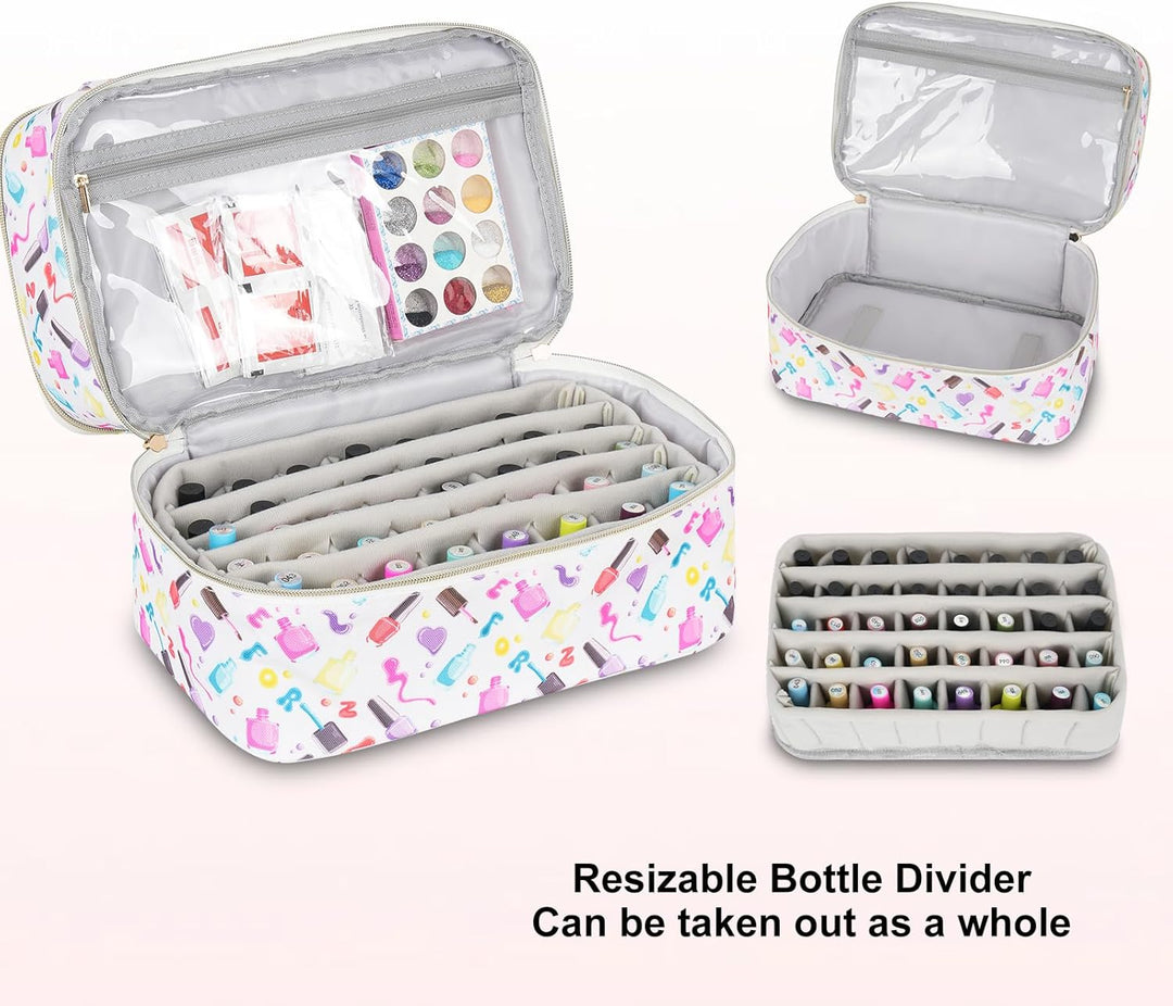 Nagellack Aufbewahrung Tasche,Doppelschichtige Nagellack Organizer für 40 Flaschen(15 ml-0.5 FL.oz)