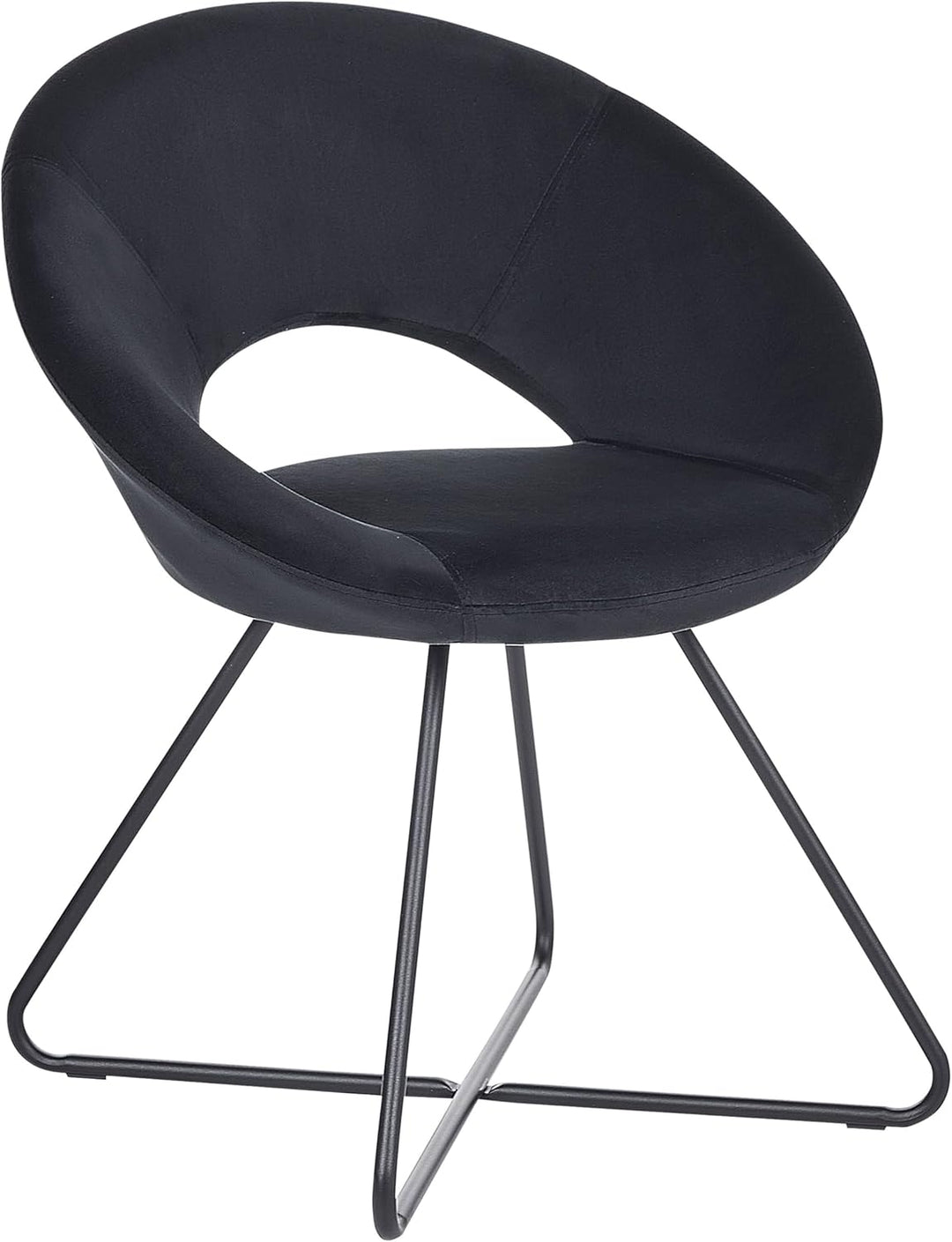 Sessel rund Samt schwarz mit Metallgestell Kufengestell Glamourös Retro Rachel