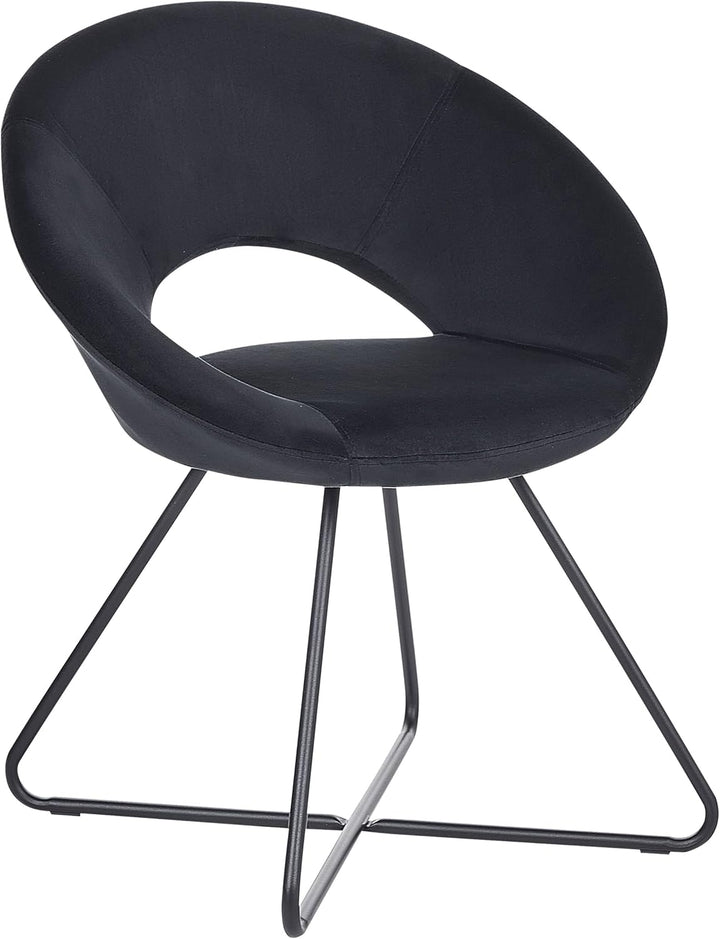 Sessel rund Samt schwarz mit Metallgestell Kufengestell Glamourös Retro Rachel