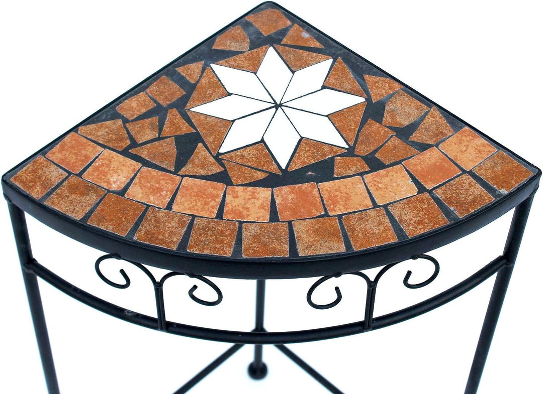 DanDiBo Blumenhocker Mosaik Eckregal 52 cm Blumenständer 12013 Beistelltisch Pflanzenständer Mosaikt