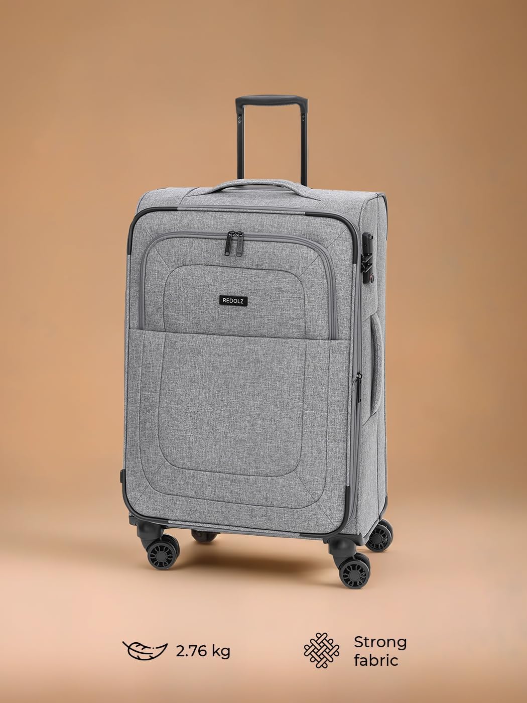 REDOLZ MEDIUM Weichschalen Koffer für Männer & Frauen | Leichter Trolley 67 cm mit 4 Doppelrollen &