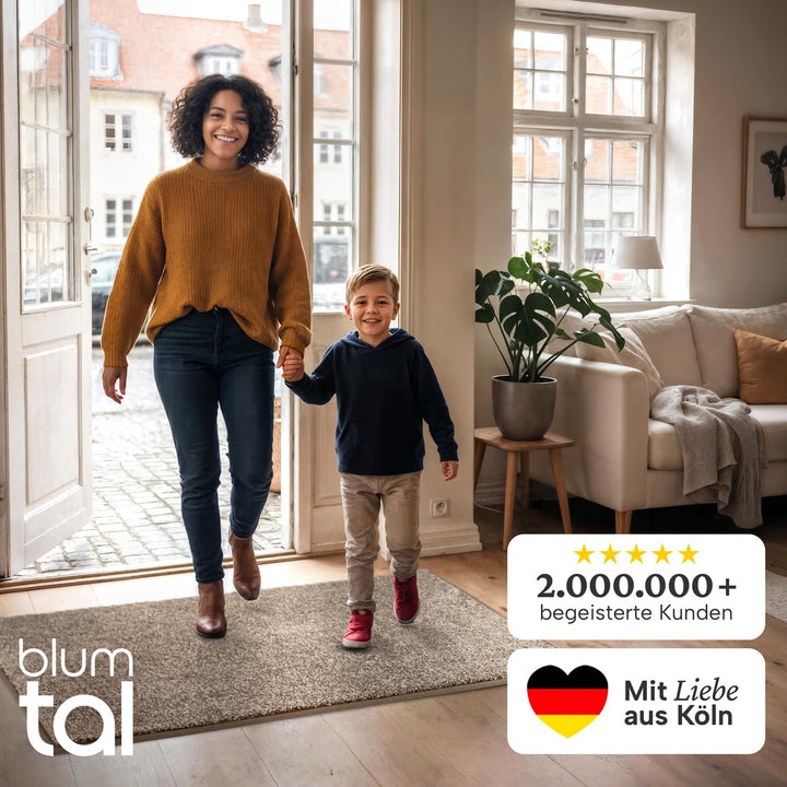 Blumtal Fussmatte 60x90 cm - Mikrofaser Schmutzfangmatte mit wasserdichter TPR-Rückseite - rutschfes