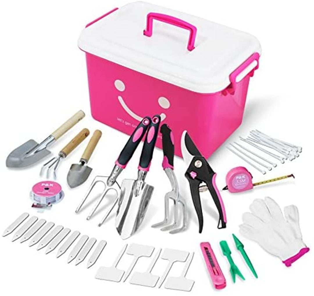 P & K Garten- und Balkonset in Pink – Umfangreiche Ausstattung in praktischer Box für blühende Grünf