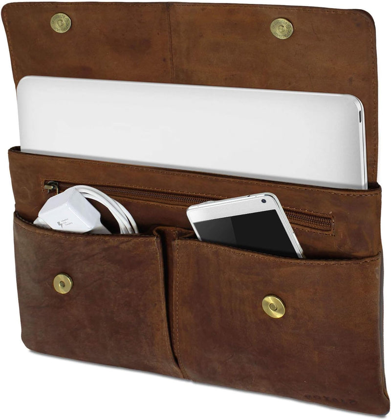 ROYALZ Leder Tasche für Apple MacBook 12 Zoll Lederhülle (ab 2015) mit Retina Display Notebook Schut