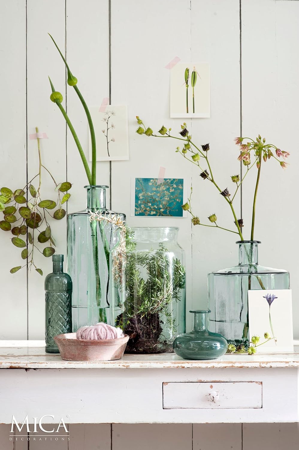 Mica Decorations Guan Glasflasche - H26 x Ø21 cm - Recyceltes Glas - Transparent H. 26 cm D. 21 cm,