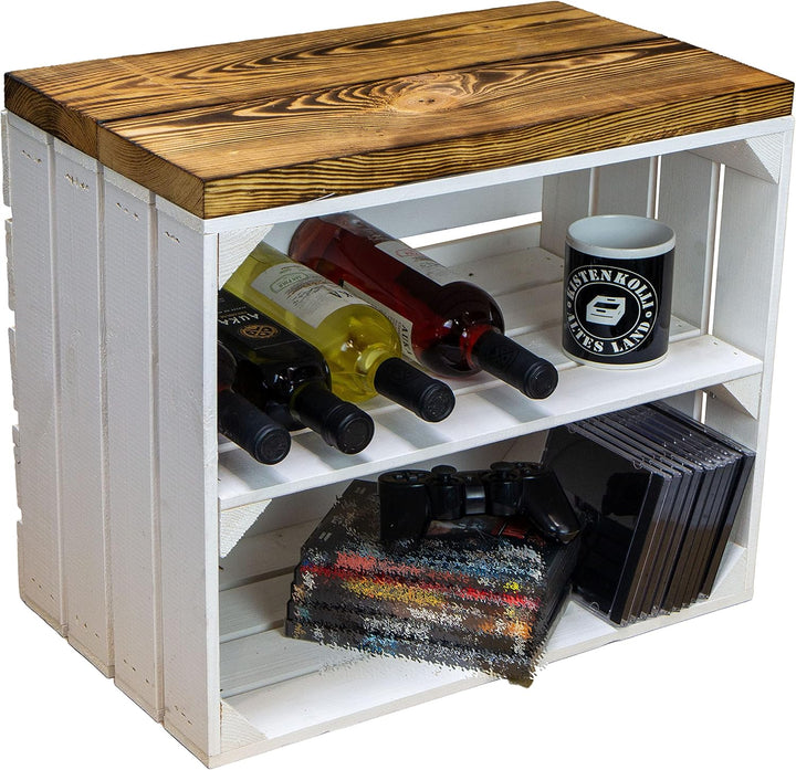 Kistenkolli Altes Land 2er Set Obstkiste aus Holz &amp; Holzplanken Schuhschrank Hocker Sitzbank Weinabl