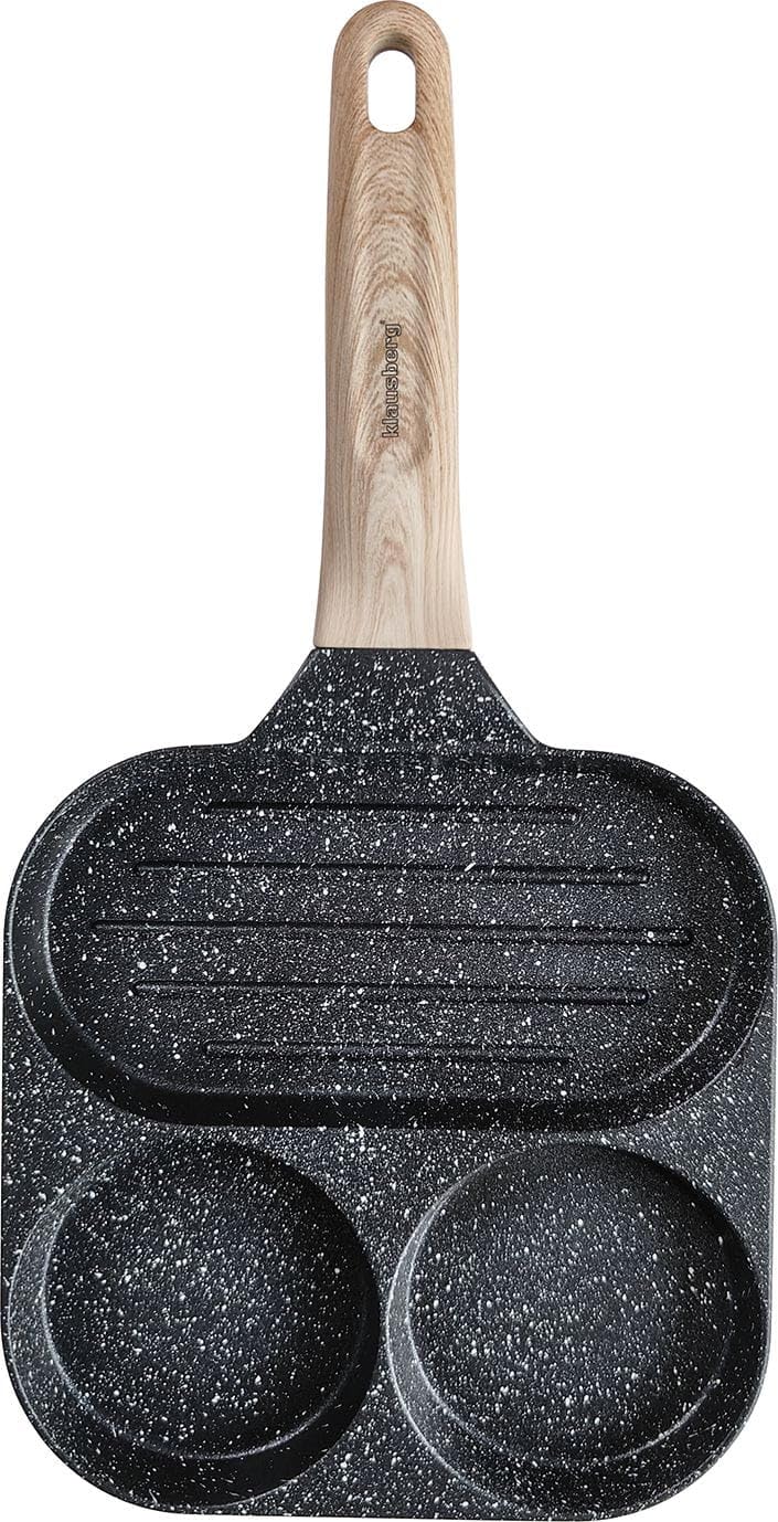 Klausberg Pfannkuchenpfanne Bratpfanne mit Marmorbeschichtung 3-in-1 18 cm für Eier, Pfannkuchen, Pa